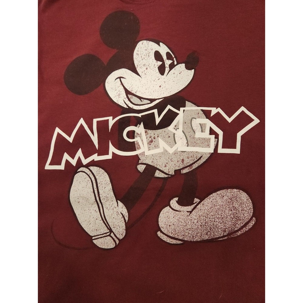 Disney Mickey Mouse Maroon Distressed Style color graphicT Shirt Mens‎ Size M - Picture 2 of 6